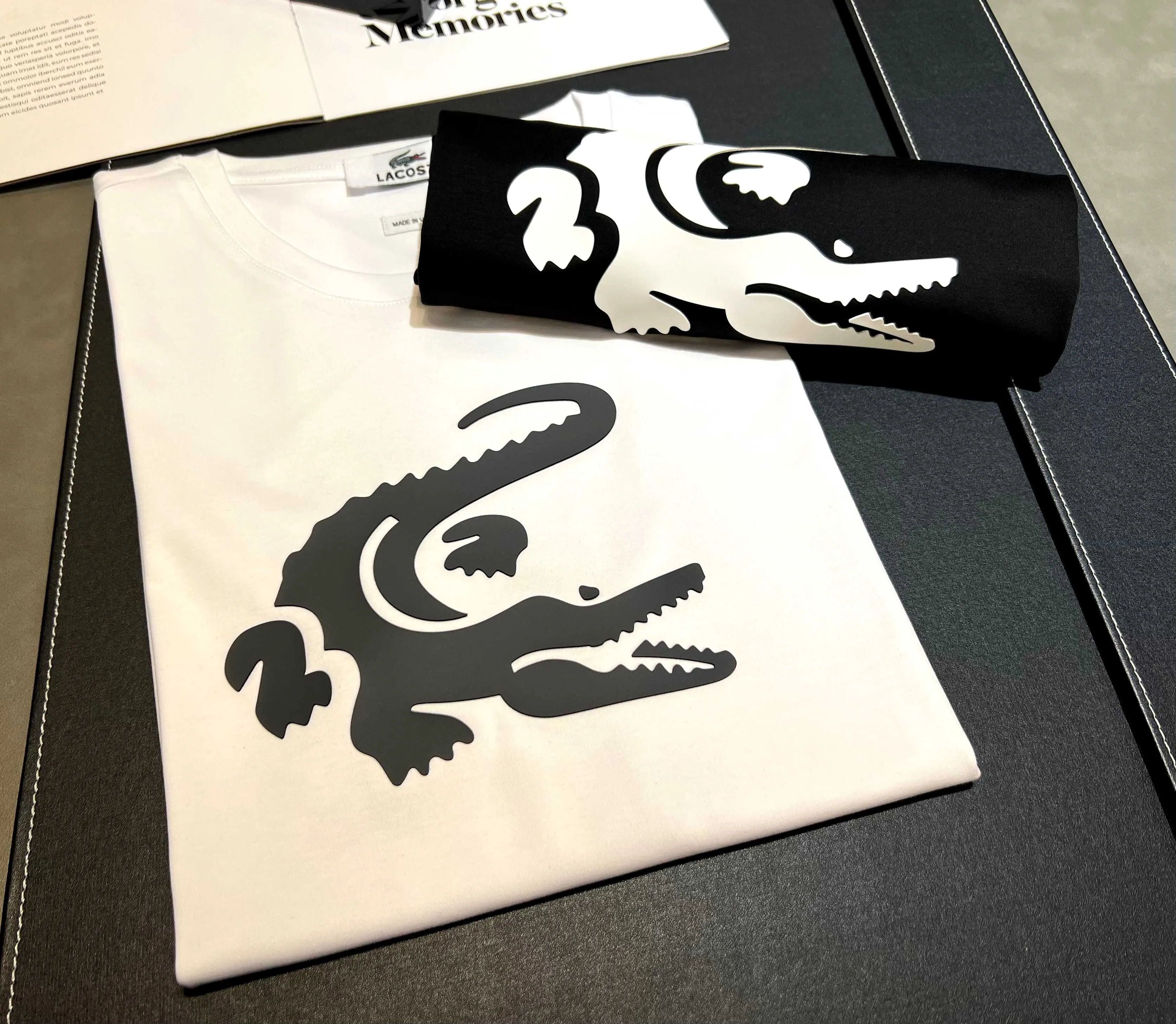 2026 New Arrival spring and summer mercerized cotton 200g short-sleeved T-shirt logo: LACOSTE Process: silicone Color: black/white Sizes: M~3XL